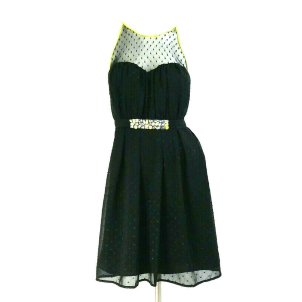 Vera Wang Princess Black Mesh Cut-Out Back Dress - Picture 2 of 9